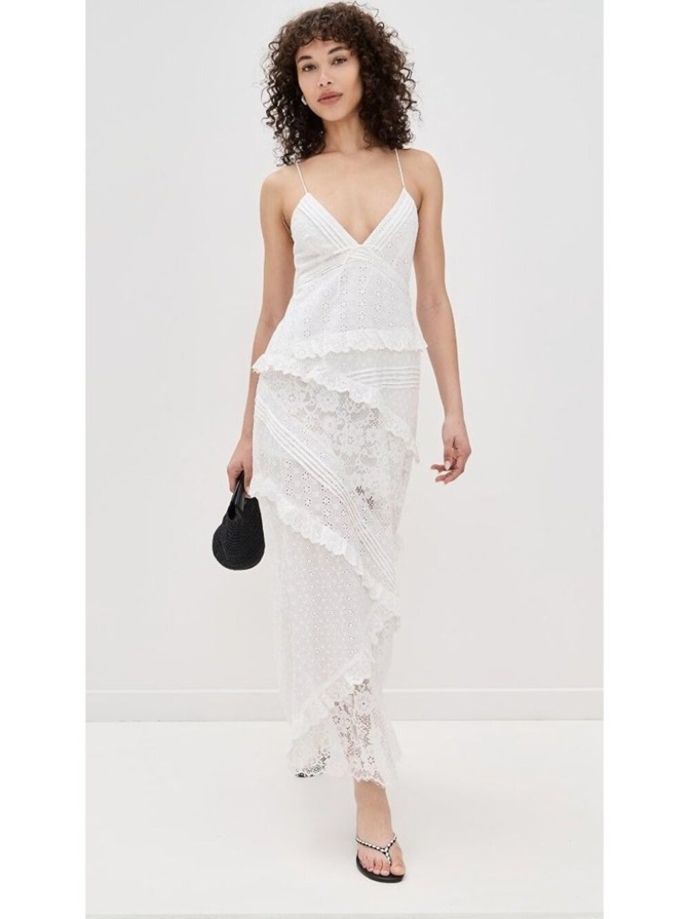 For Love & Lemons Rosalyn Maxi Dress in White Small New Womens Lace Gown - Picture 16 of 16